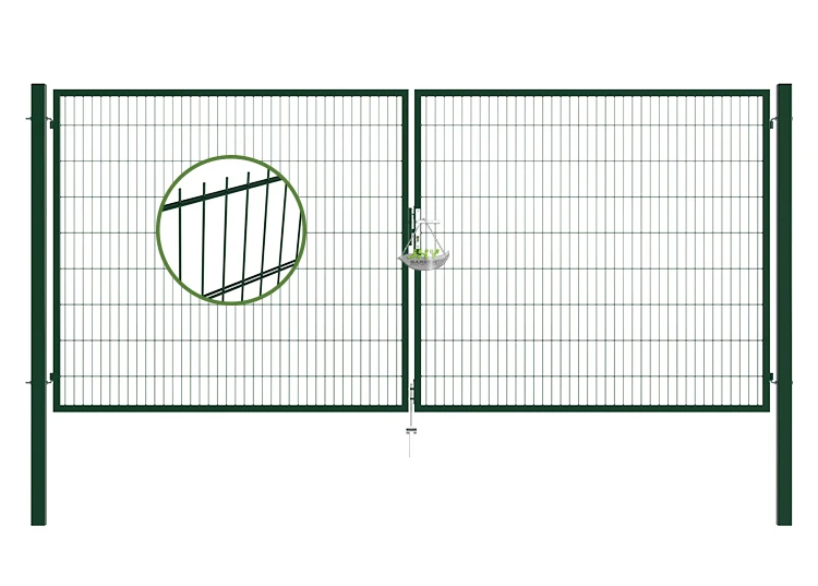 6/5/6 2D MESH FENCING GARDEN GATES WIDTH 400CM & HEIGHT 180CM GREEN & GREY SQUARE POST & FRAME