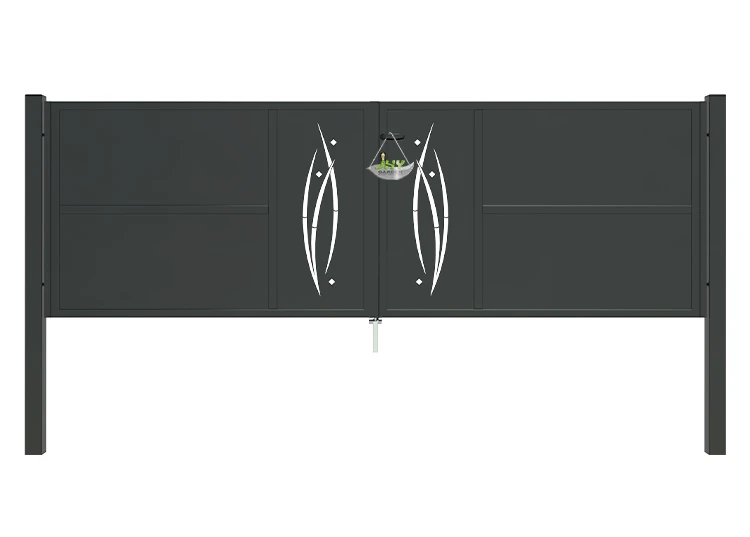 CNC METAL GATES SERENADE WIDTH 300CM & HEIGHT 100CM BLACK SQUARE POST & FRAME