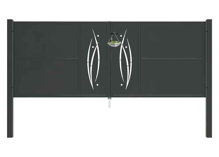 CNC METAL GATES SERENADE WIDTH 300CM & HEIGHT 120CM BLACK SQUARE POST & FRAME