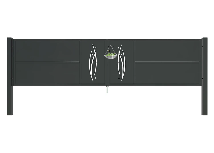 CNC METAL GATES SERENADE WIDTH 400CM & HEIGHT 100CM BLACK SQUARE POST & FRAME