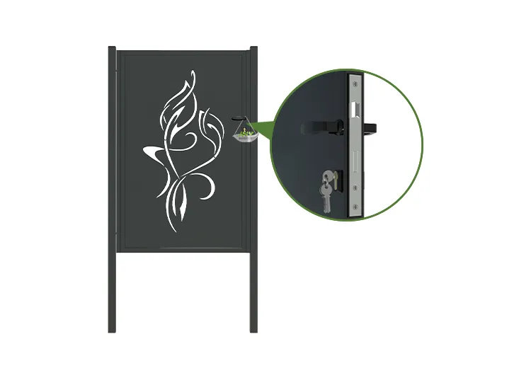 CNC Outdoor Iron Gate Tranquility 1000×1600mm lock inside.webp1
