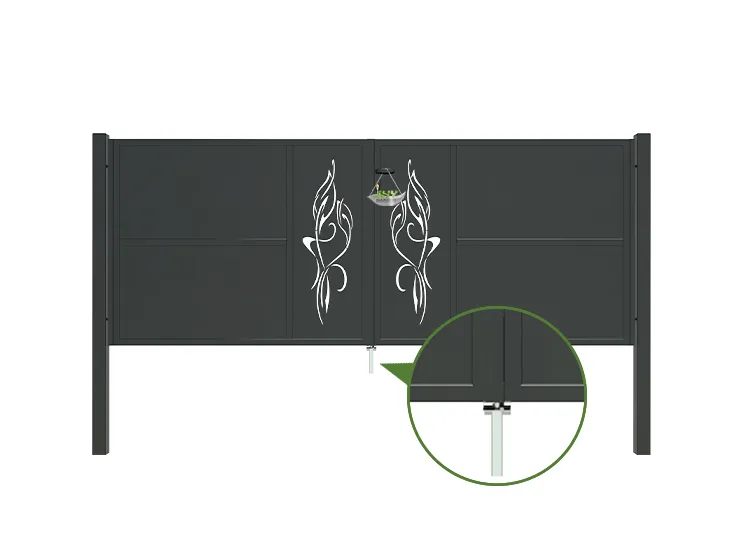CNC Outdoor Iron Gate Tranquility 3000×1200mm hinge.webp4