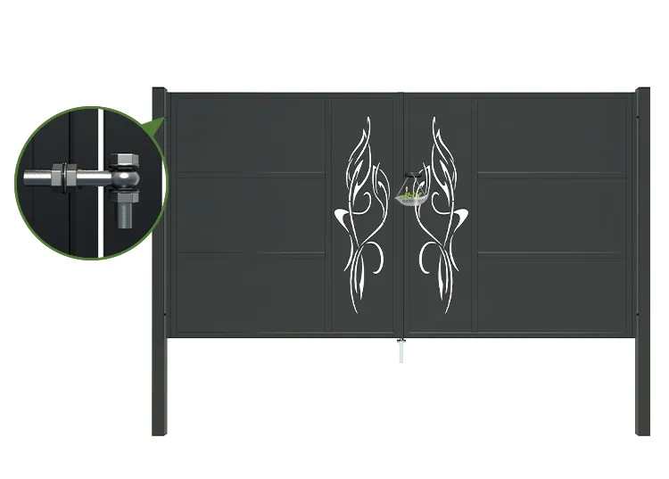 CNC Outdoor Iron Gate Tranquility 3000×1600mm hinge.webp1