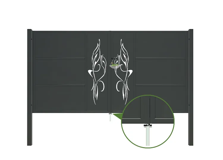 CNC Outdoor Iron Gate Tranquility 3000×1600mm hinge.webp4