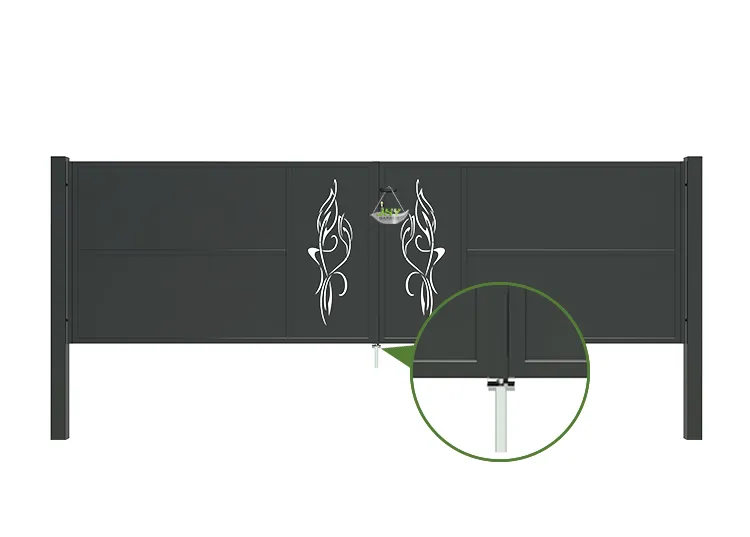 CNC Outdoor Iron Gate Tranquility 4000×1200mm lock inside.webp3