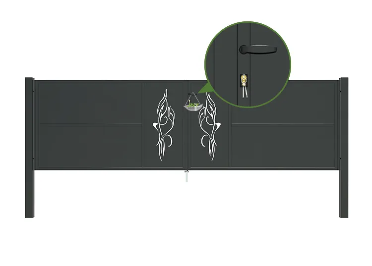 CNC Outdoor Iron Gate Tranquility 4000×1200mm lock inside.webp4