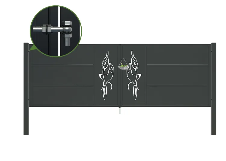 CNC Outdoor Iron Gate Tranquility 4000×1400mm hinge.webp1