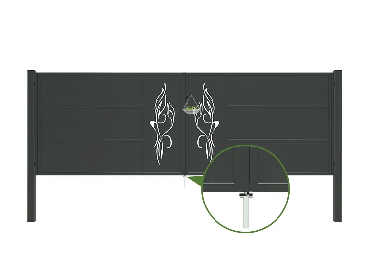 CNC Outdoor Iron Gate Tranquility 4000×1400mm hinge.webp2
