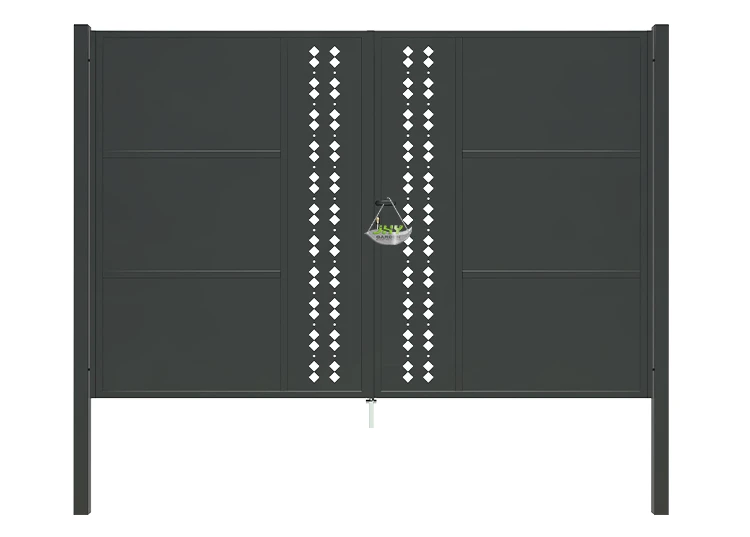 CNC STEEL GATE ESSENCE WIDTH 300CM & HEIGHT 200CM BLACK SQUARE POST & FRAME