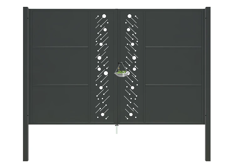 CNC STEEL GATE STARRY WIDTH 300CM & HEIGHT 200CM BLACK SQUARE POST & FRAME